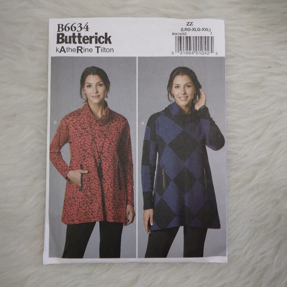 BUTTERICK B6634 SZ L-XXL Pullover Tunic Top By Katherine Tilton EASY
